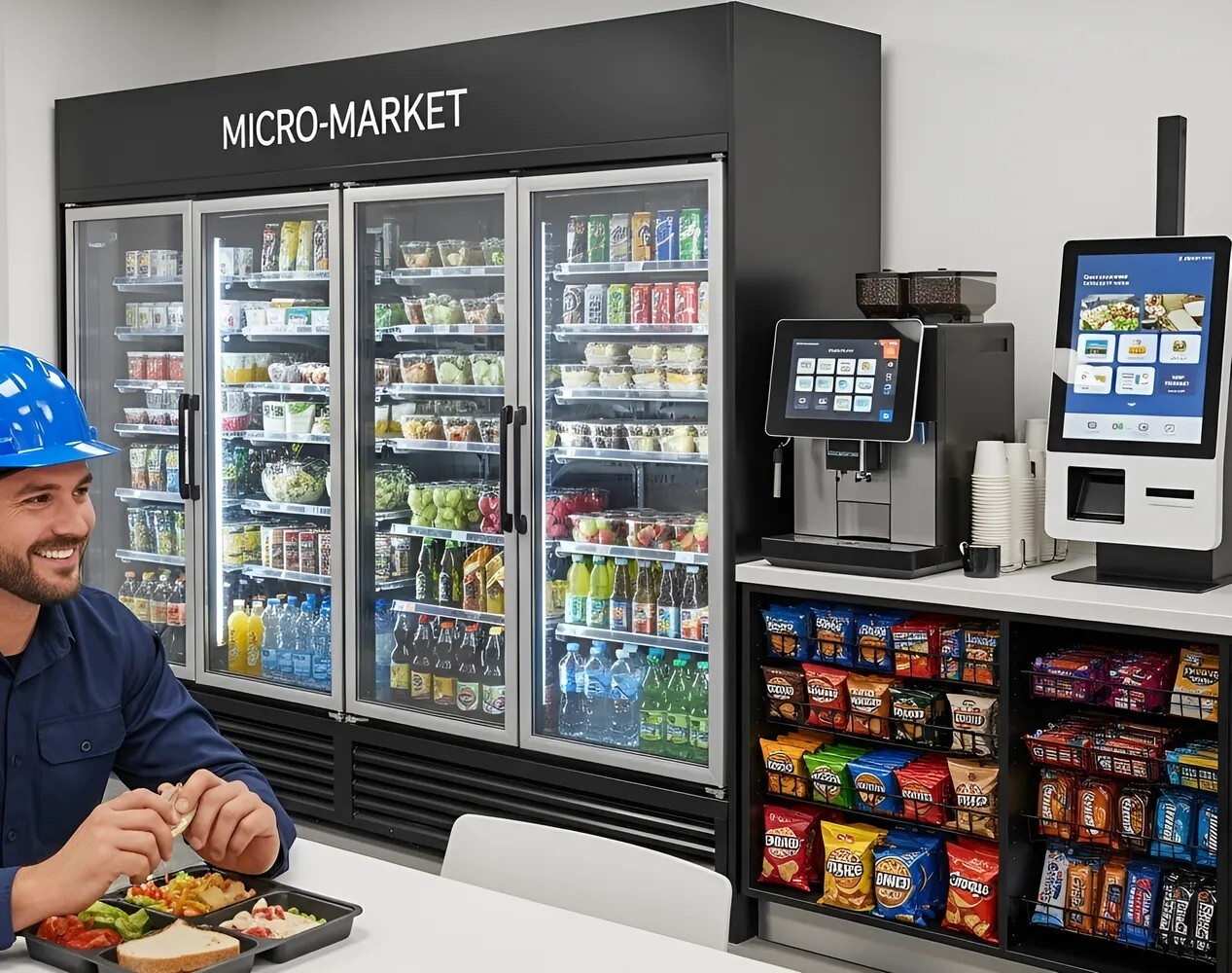 happy-employee-eating-lunch-micro-market-breakroom